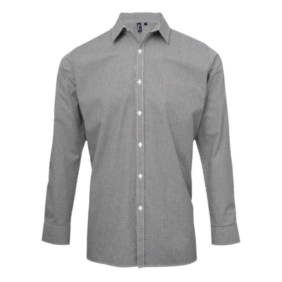 Microcheck (Gingham) long sleeve cotton shirt Thumbnail