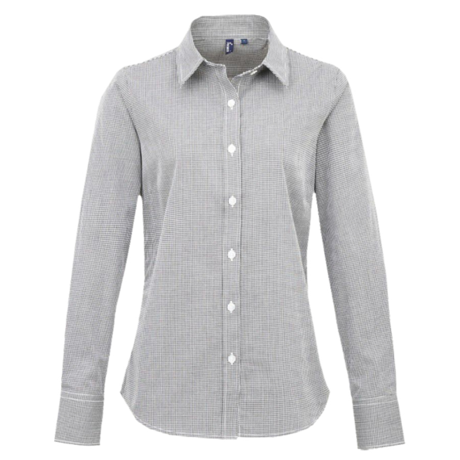 Women's Microcheck (Gingham) long sleeve cotton shirt Thumbnail