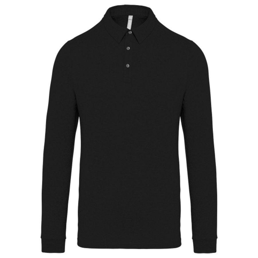 Jersey knit long sleeve polo shirt Thumbnail