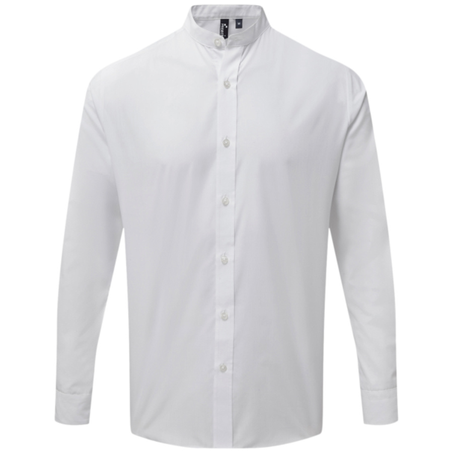 Banded collar grandad long sleeve shirt Thumbnail