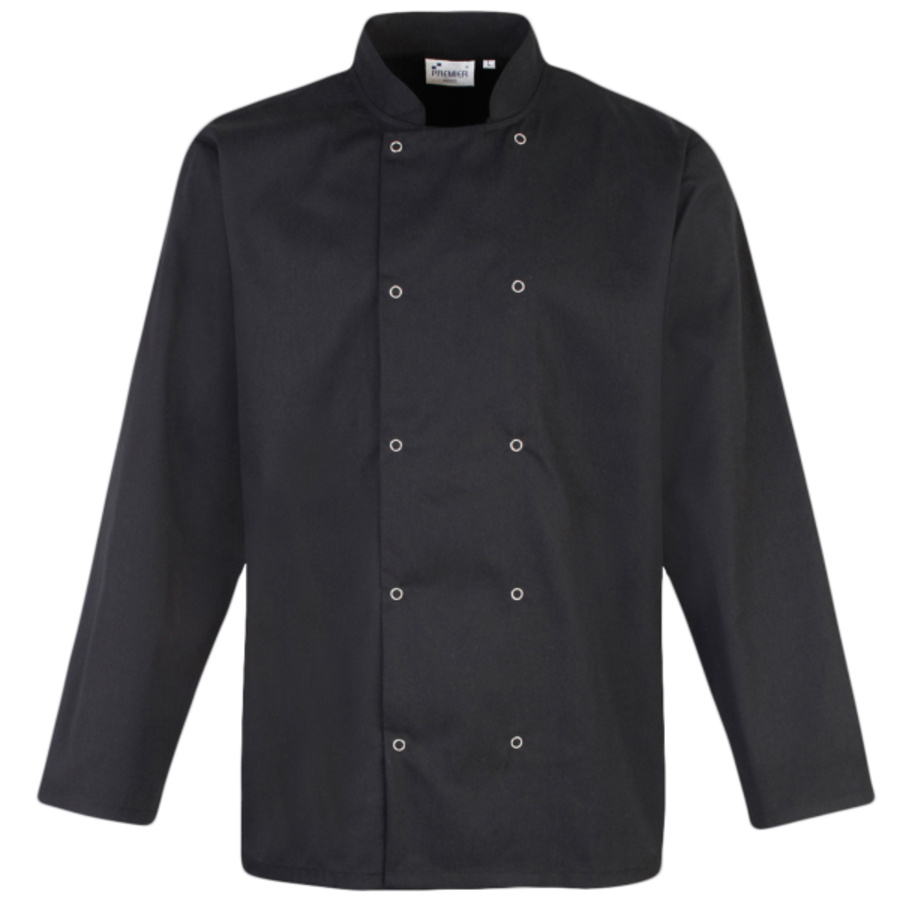 Studded front long sleeve chef's jacket Thumbnail